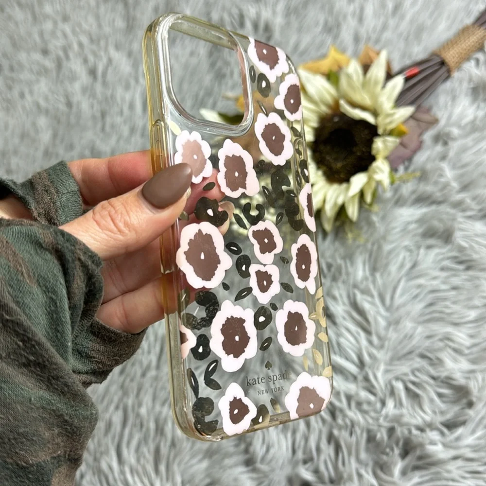 Kate spade pink floral cheetah iPhone 12 Pro Max case.
